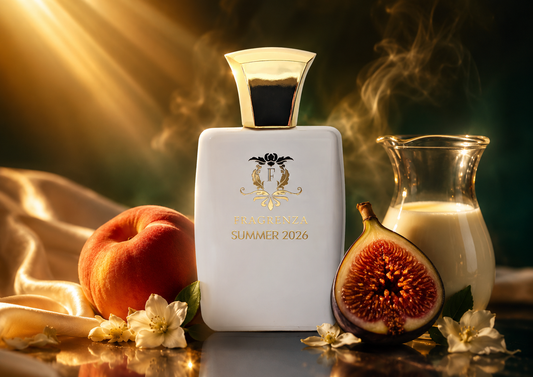 Summer 2026 perfume trends — solar musks, modern peach, fig and cream, lifted white florals defining warm-weather fragrance this year