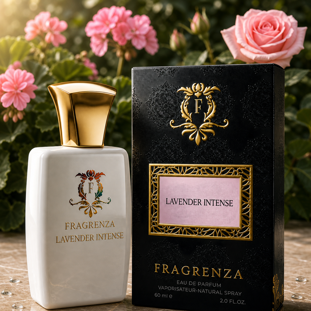 Lavender Intense by Fragrenza — boxed bottle, inspired by Tom Ford Lavender Extreme. Vegan and cruelty-free.
