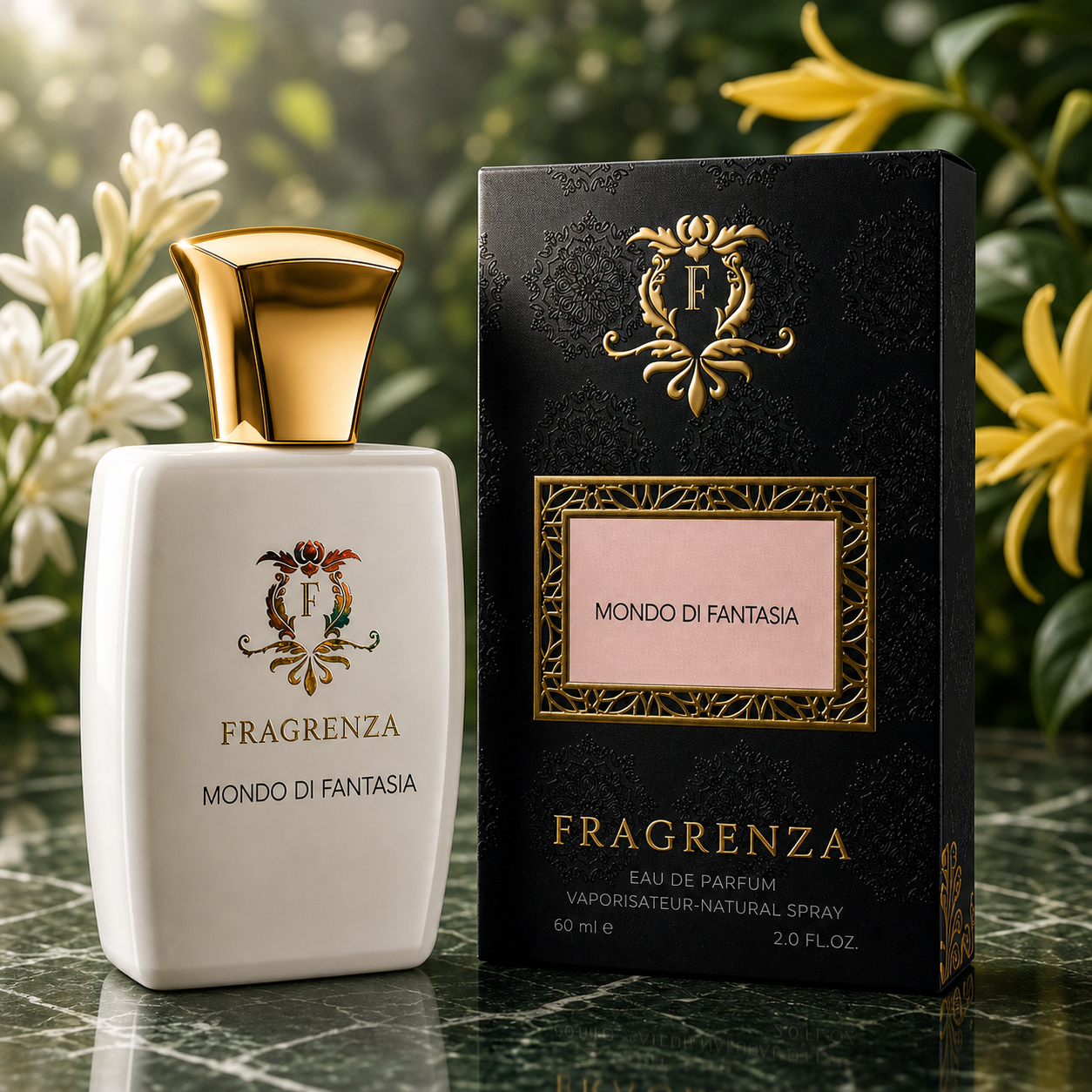 Mondo di Fantasia by Fragrenza — boxed bottle. Vegan and cruelty-free.
