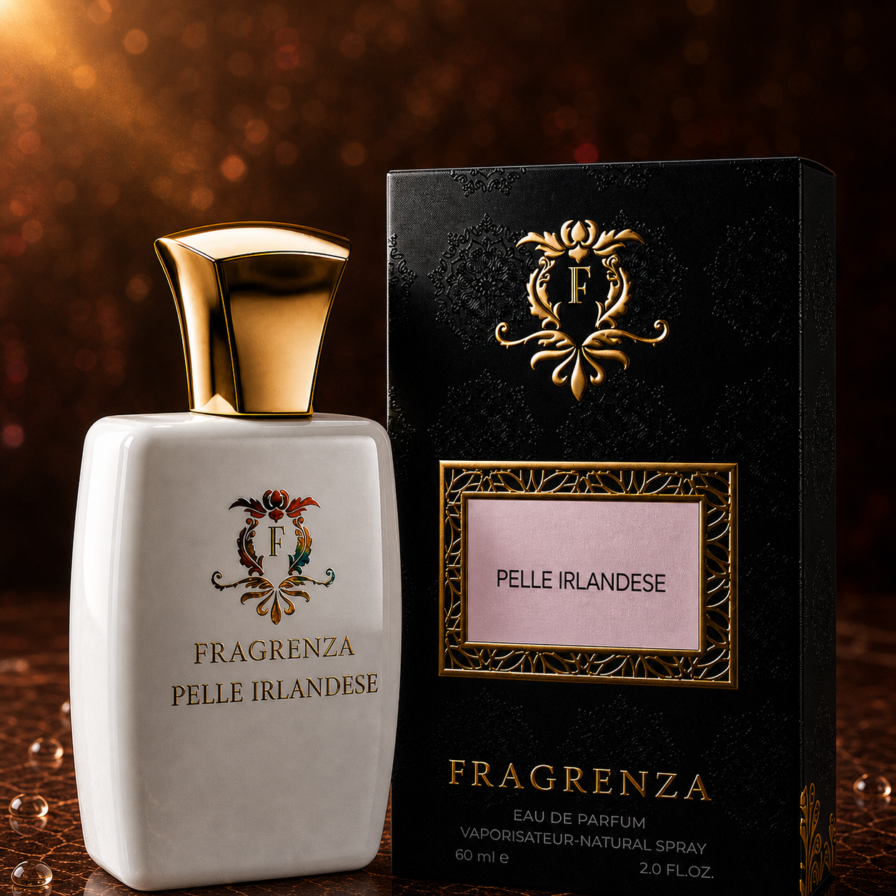 Pelle Irlandese by Fragrenza — boxed bottle, inspired by Memo Irish Leather. Vegan and cruelty-free.